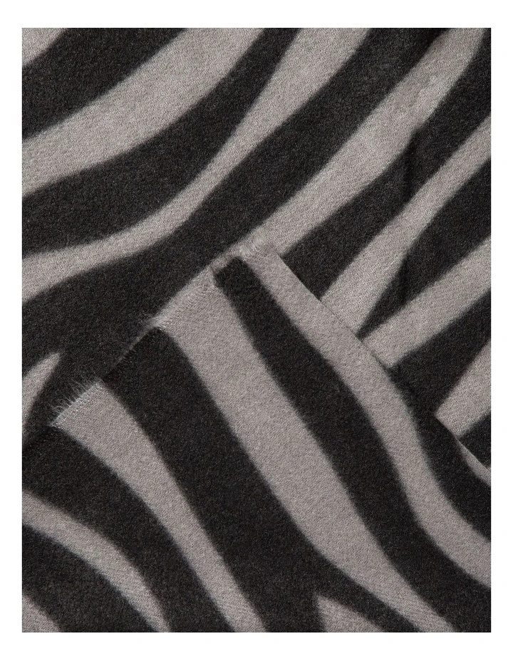 Animal Print Winter Scarf in Grey/Black image 2