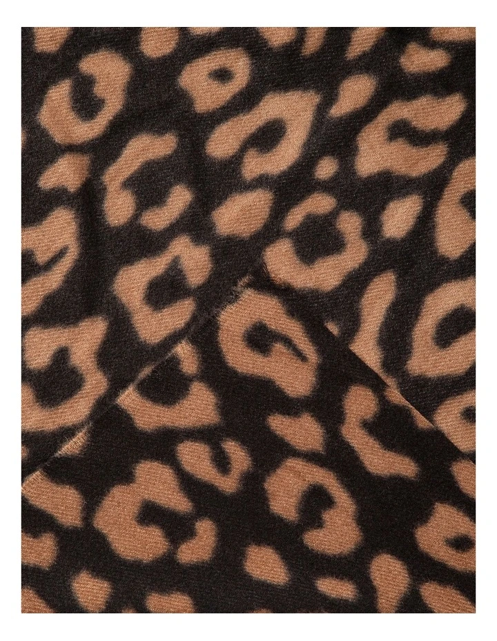 Animal Print Winter Scarf in Black/Camel image 2