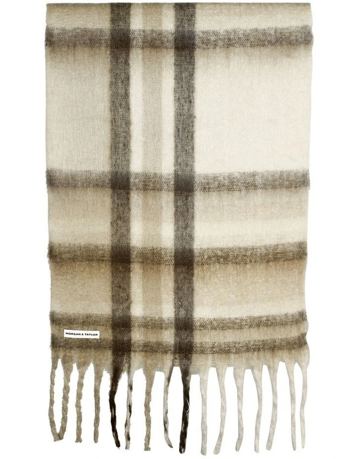 Jessica Woven Check Scarf in Beige image 1