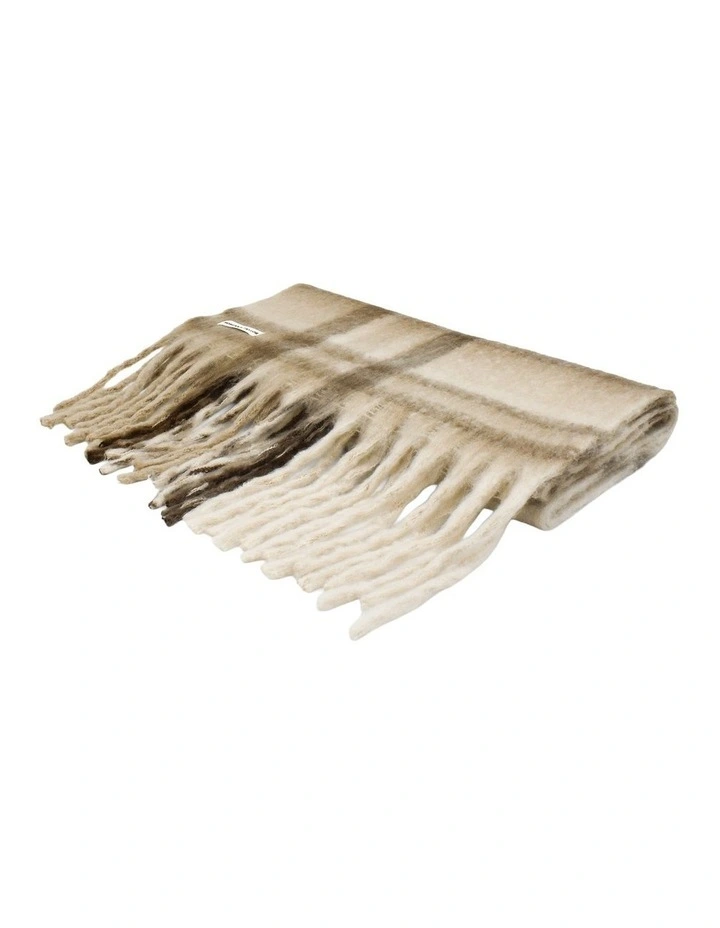Jessica Woven Check Scarf in Beige image 4