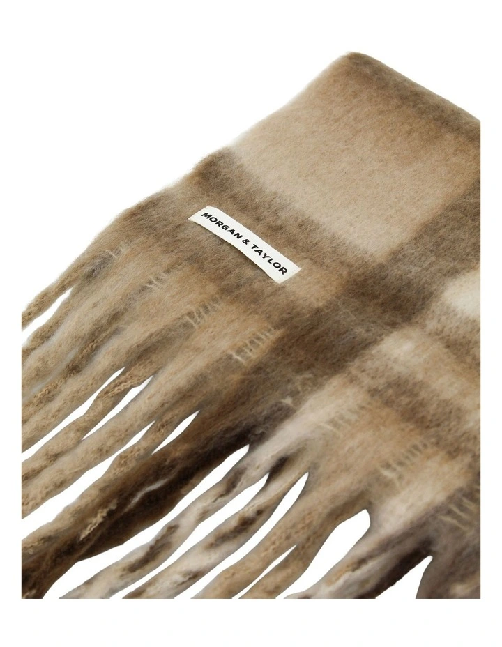 Jessica Woven Check Scarf in Beige image 7