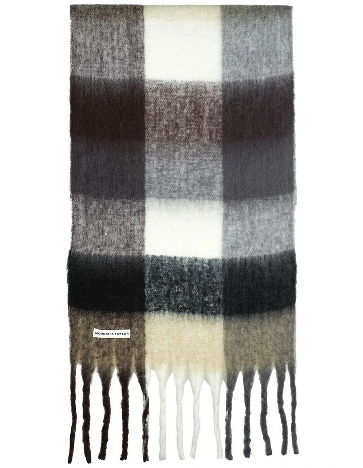 Emma Chunky Check Scarf in Brown image 1
