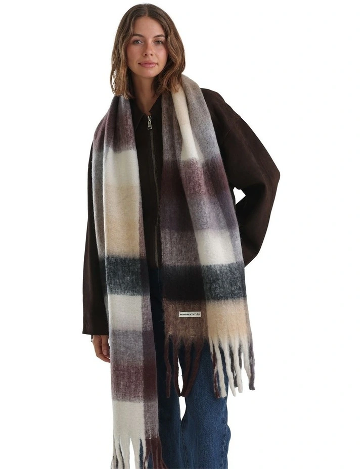 Emma Chunky Check Scarf in Brown image 2