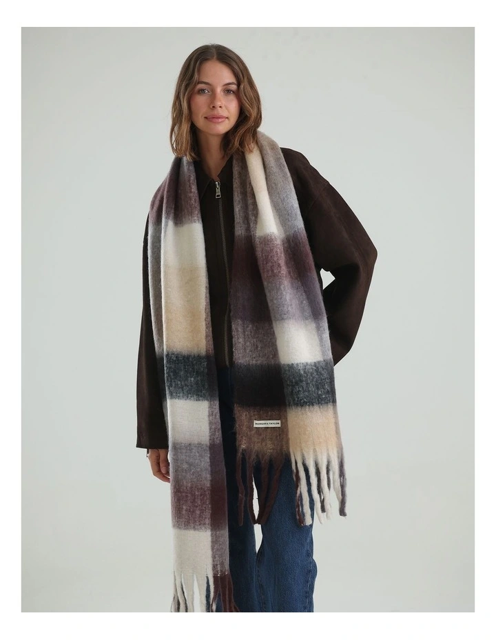 Emma Chunky Check Scarf in Brown image 2