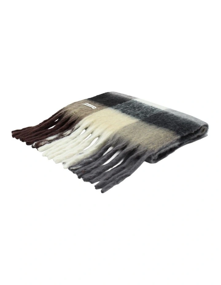 Emma Chunky Check Scarf in Brown image 3