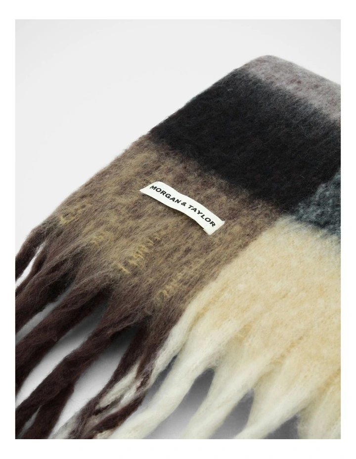 Emma Chunky Check Scarf in Brown image 4