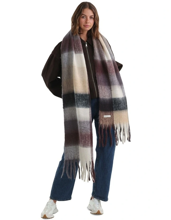 Emma Chunky Check Scarf in Brown image 5