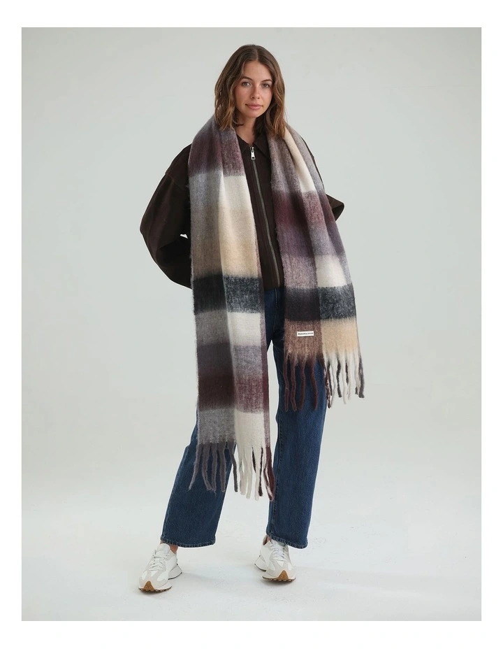 Emma Chunky Check Scarf in Brown image 5
