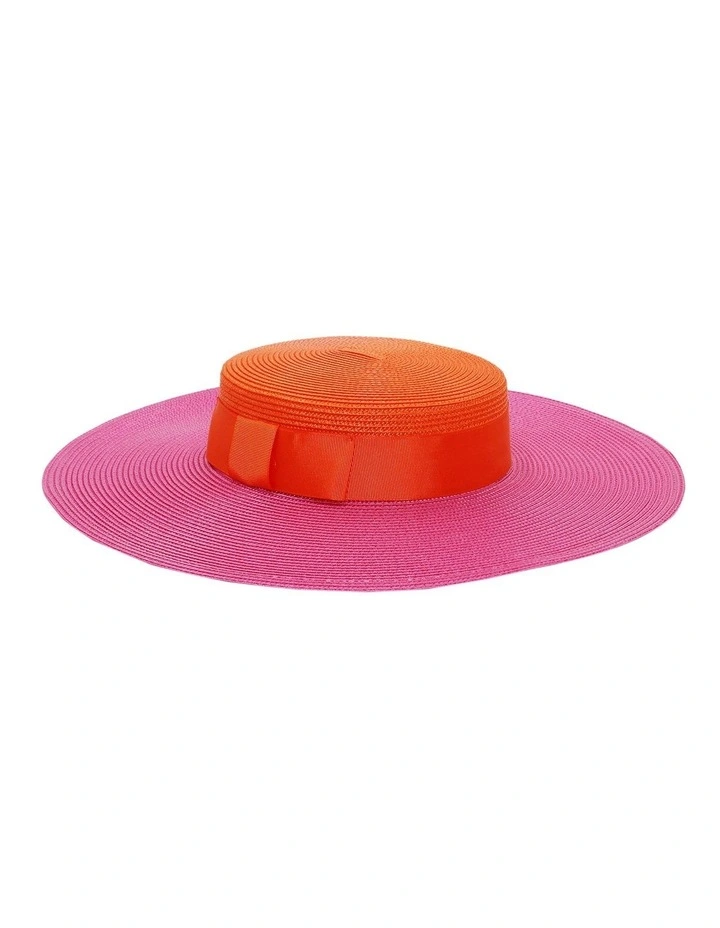 Domino Boater Racewear Hat in Pink Orange image 1