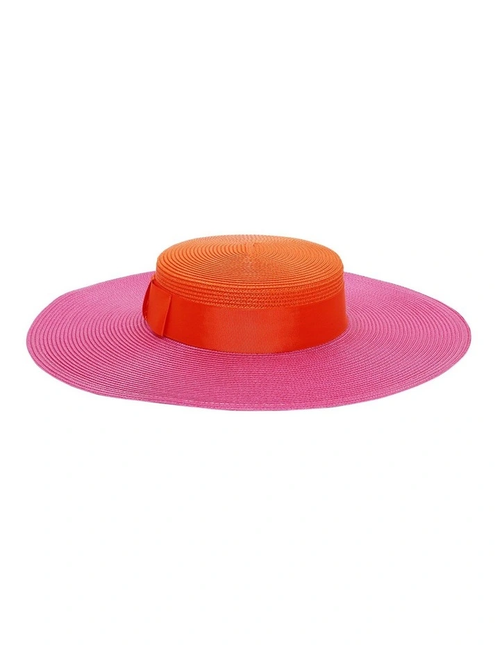 Domino Boater Racewear Hat in Pink Orange image 2