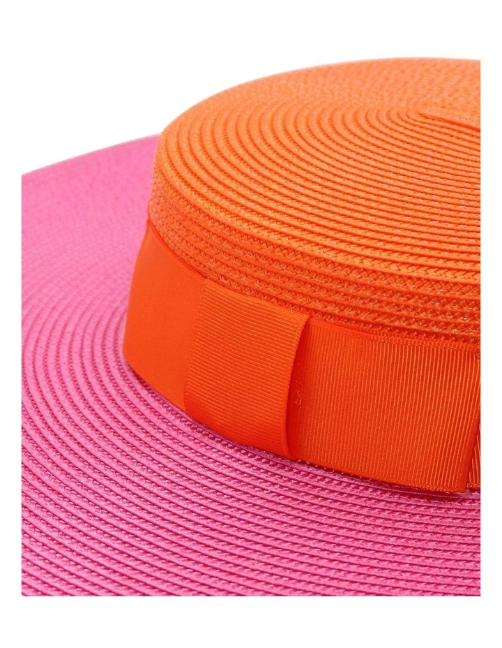 Domino Boater Racewear Hat in Pink Orange image 3