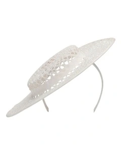 Cassy Boater Racewear Hat in White