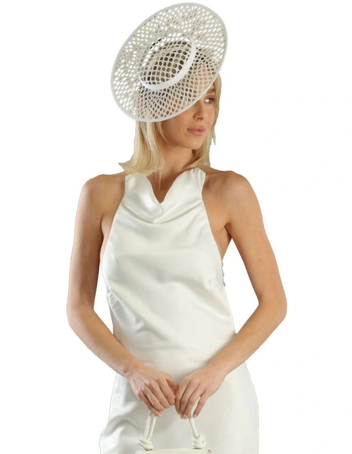 Cassy Boater Racewear Hat in White image 2