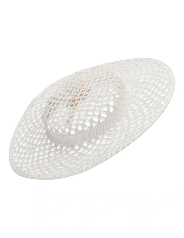 Cassy Boater Racewear Hat in White image 4