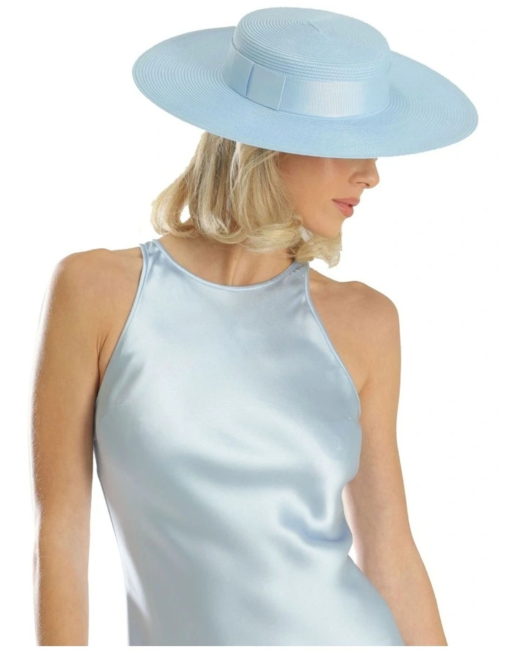 Macy Racewear Boater Hat in Blue image 2