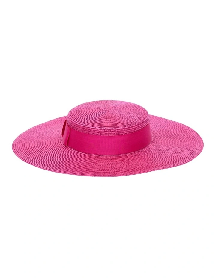 Macy Boater Racewear Hat in Hot Pink image 1