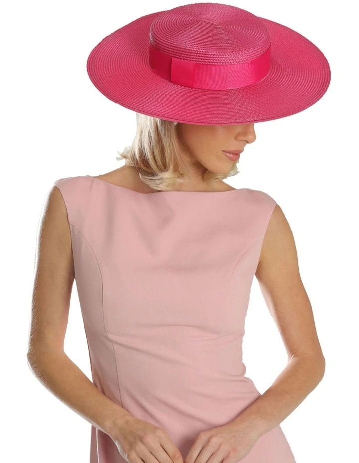 Macy Boater Racewear Hat in Hot Pink image 2