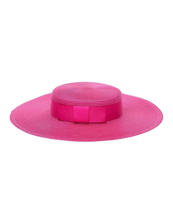Macy Boater Racewear Hat in Hot Pink image 4