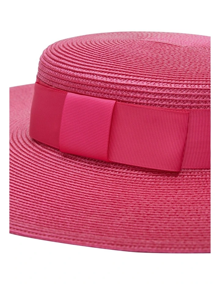 Macy Boater Racewear Hat in Hot Pink image 6