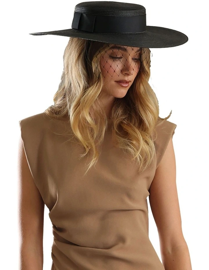 Macy Boater Racewear Hat in Black image 2