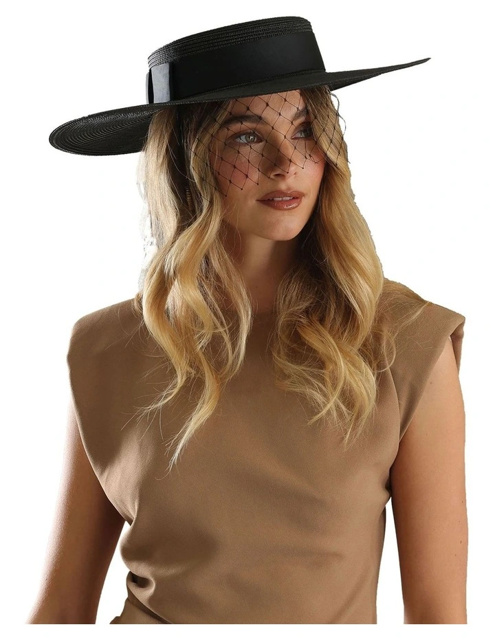 Macy Boater Racewear Hat in Black image 3