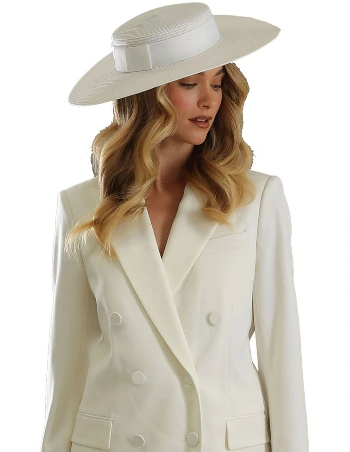 Macy Boater Racewear Hat in White image 2