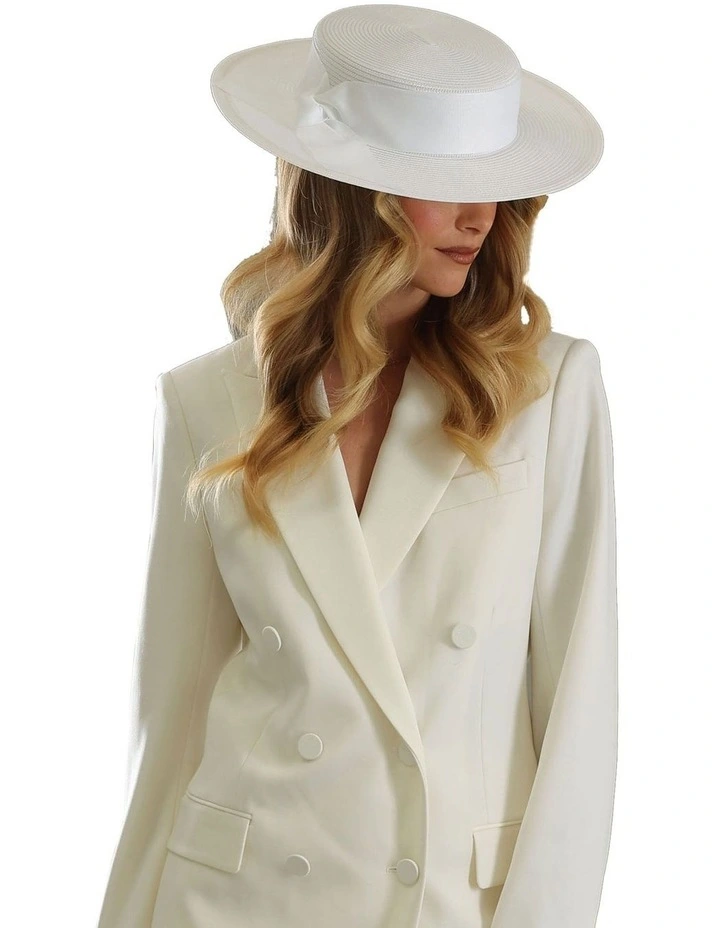 Macy Boater Racewear Hat in White image 3