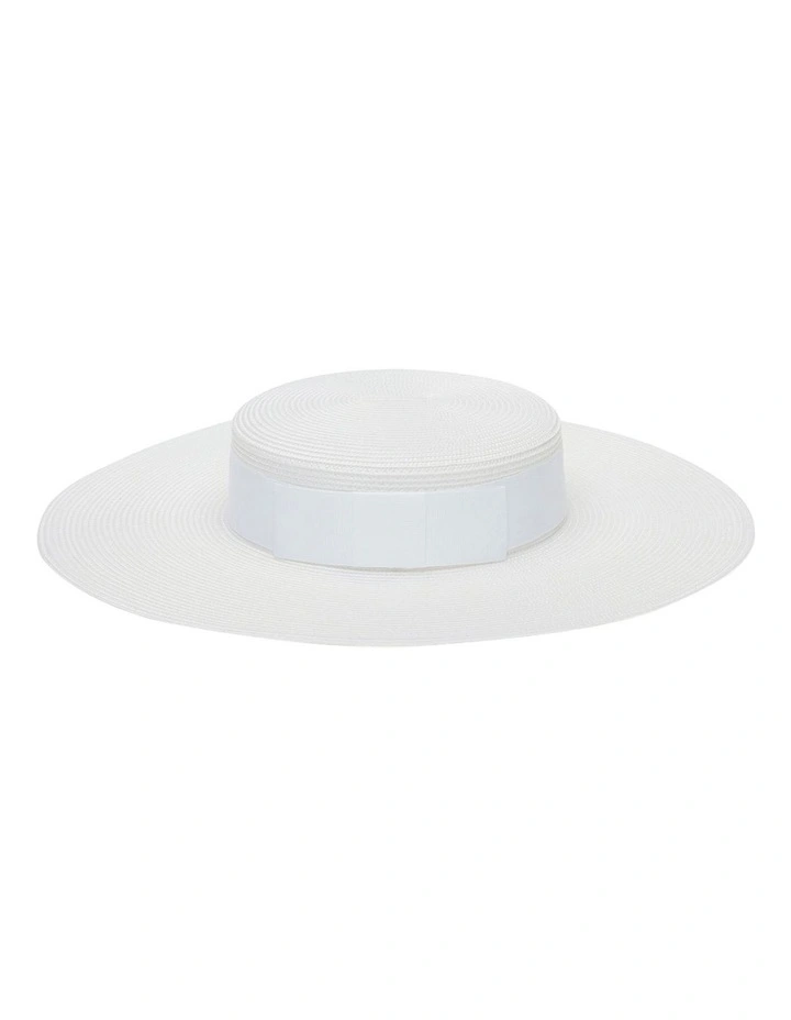 Macy Boater Racewear Hat in White image 4