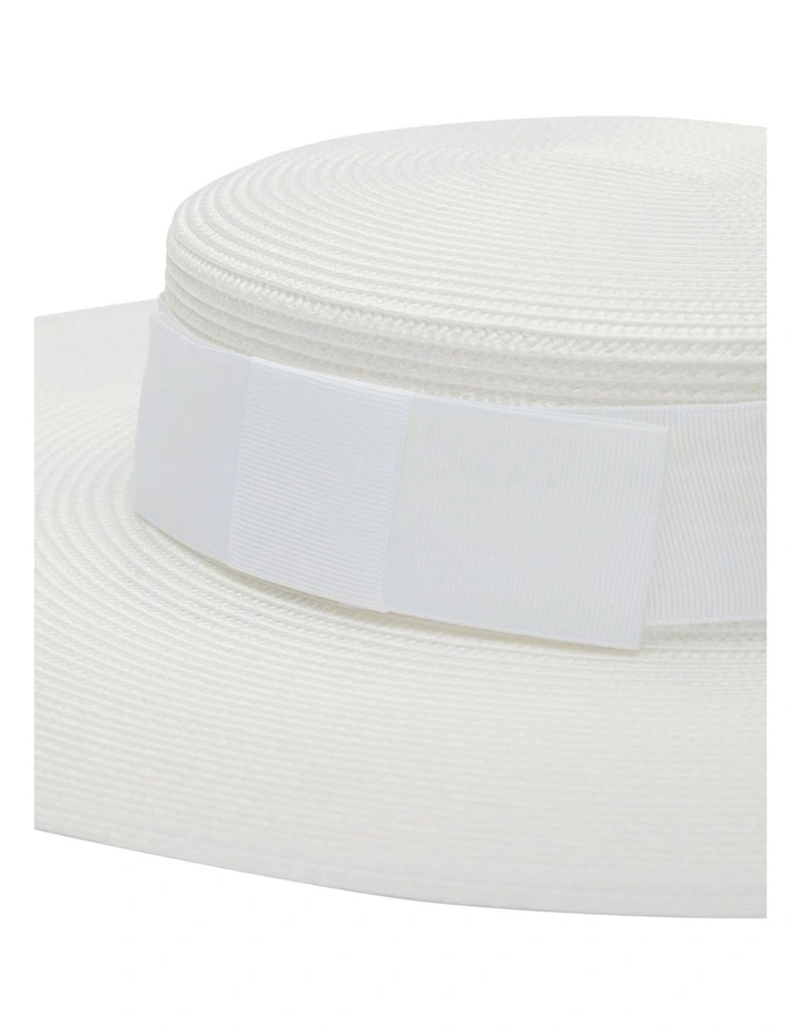 Macy Boater Racewear Hat in White image 5