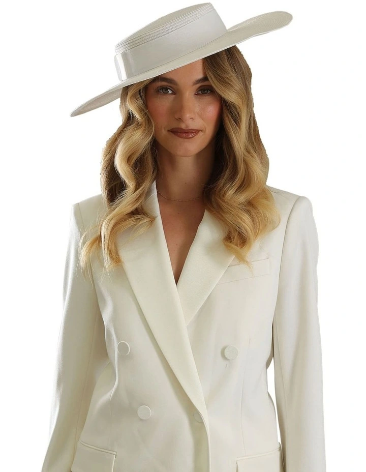 Macy Boater Racewear Hat in White image 7