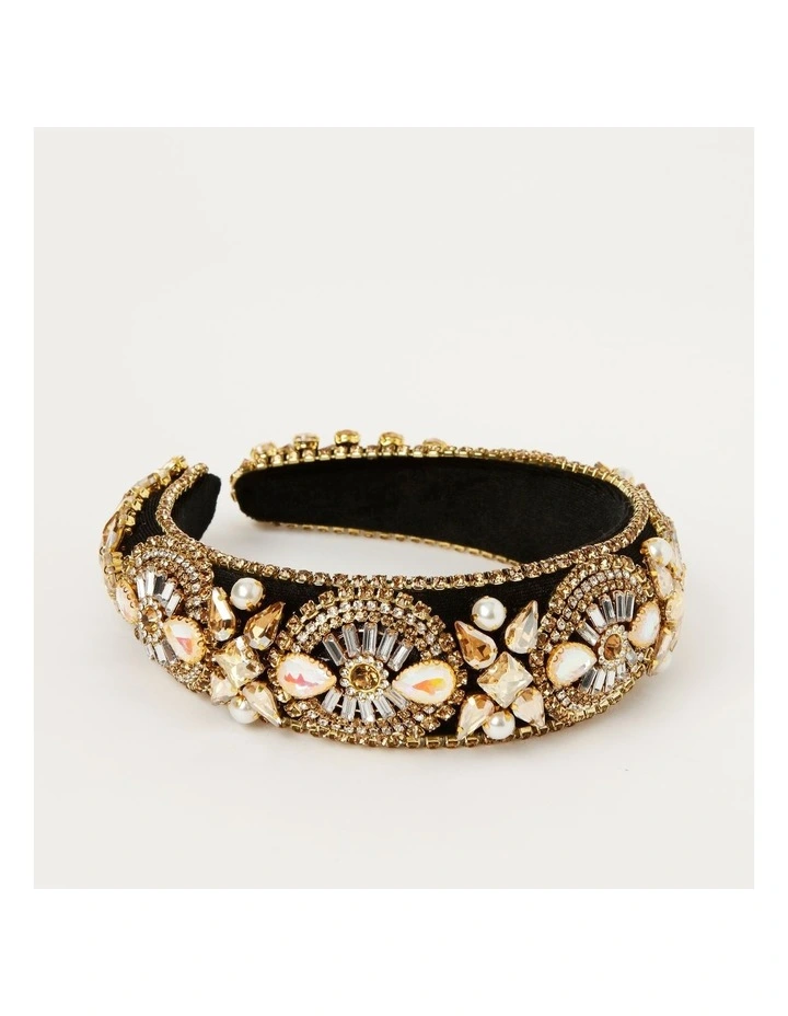 Embellished Padded Headband in Blush image 1