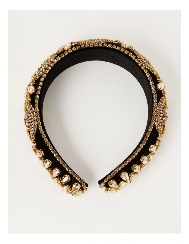 Embellished Padded Headband in Blush image 3