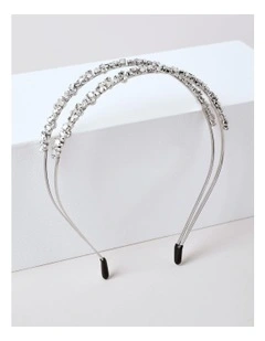 Jewelled Double Band Headband in Silver