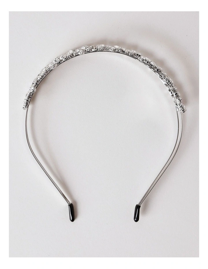 Jewelled Double Band Headband in Silver image 5