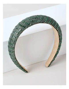 Diamante Padded Headband in Green