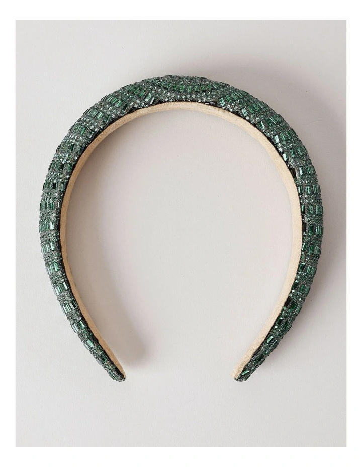 Diamante Padded Headband in Green image 3
