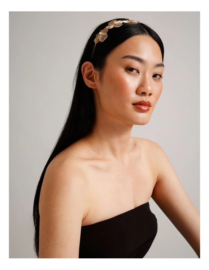Gold Flower Headband in Gold image 4