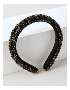 Diamante/Pearl Padded Headband in Black