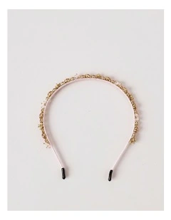 Thin Beaded Headband in Pink