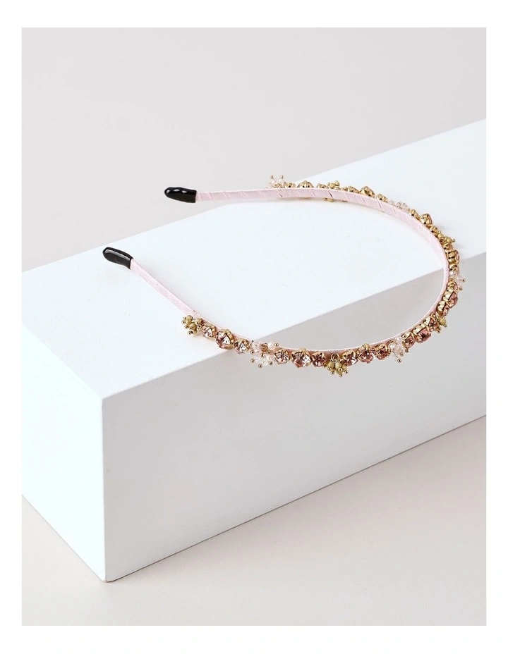 Thin Beaded Headband in Pink image 2