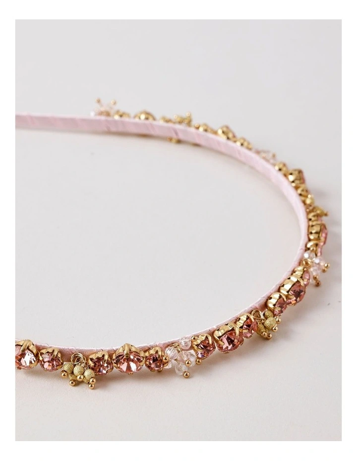 Thin Beaded Headband in Pink image 3