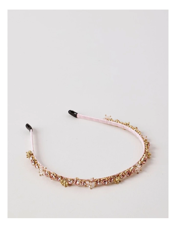 Thin Beaded Headband in Pink image 4
