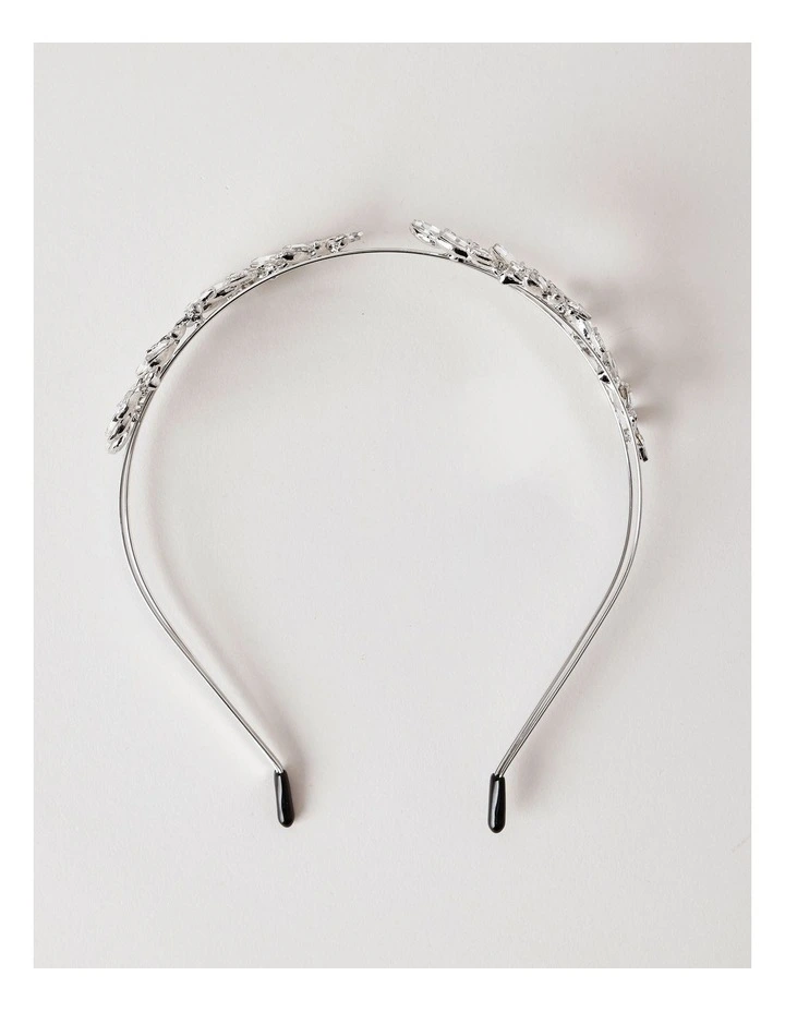 Silver Diamante Leaf Headband in Silver image 4