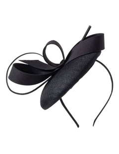 Pillbox With Loop Bow Fascinator in Black