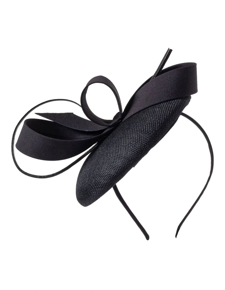 Pillbox With Loop Bow Fascinator in Black image 1