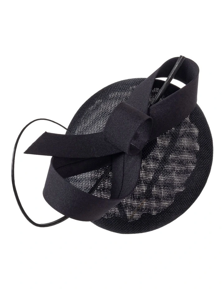 Pillbox With Loop Bow Fascinator in Black image 3