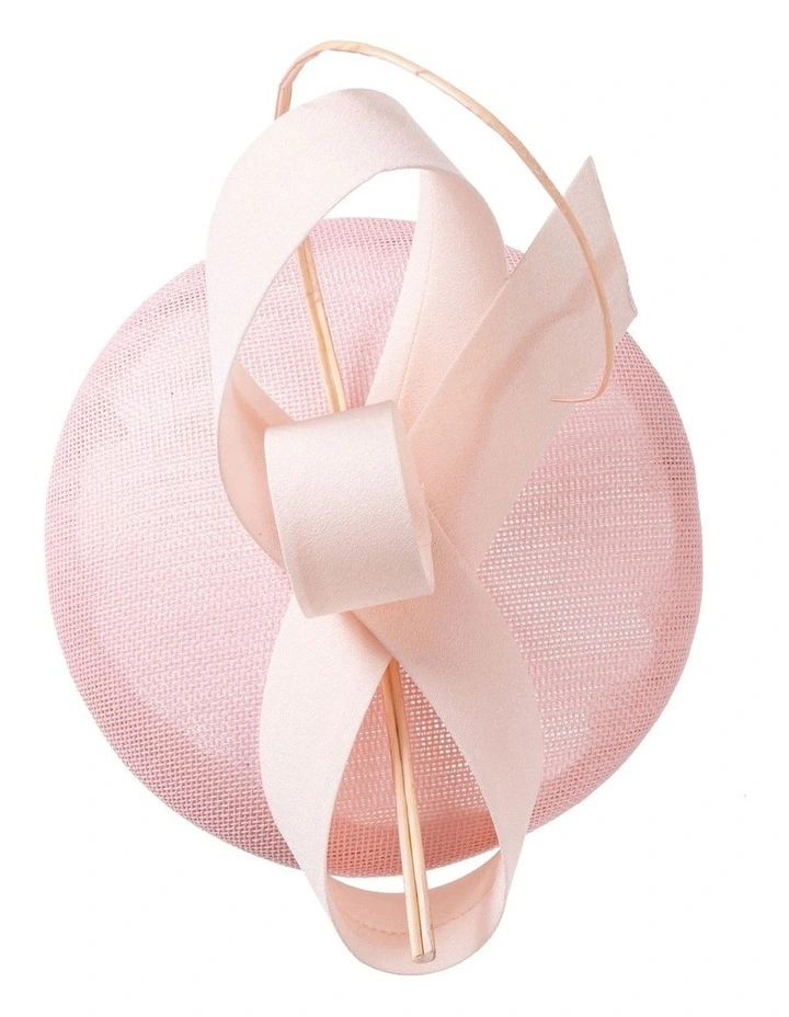 Pillbox With Loop Bow Fascinator in Pink image 3