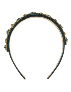 Jewelled Cameo Headband in Green