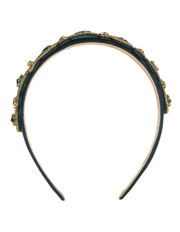 Jewelled Cameo Headband in Green image 1