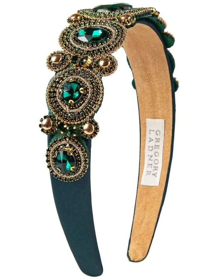 Jewelled Cameo Headband in Green image 2